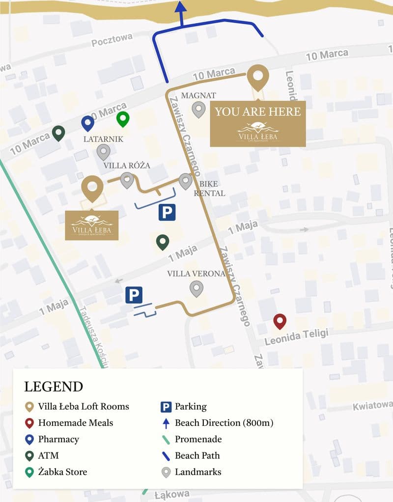Villa łeba loft rooms map