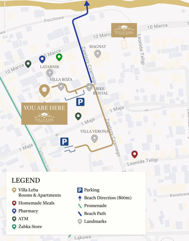 Villa łeba rooms & apartments map